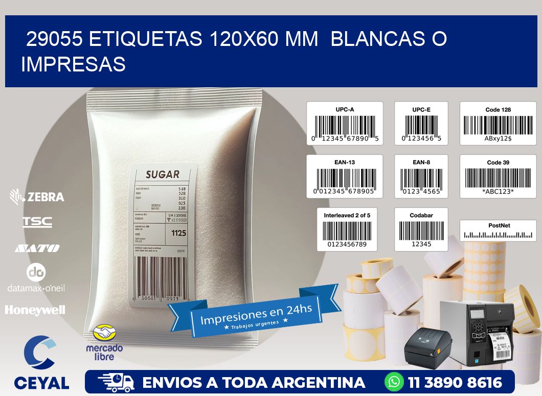 29055 ETIQUETAS 120x60 mm BLANCAS O IMPRESAS