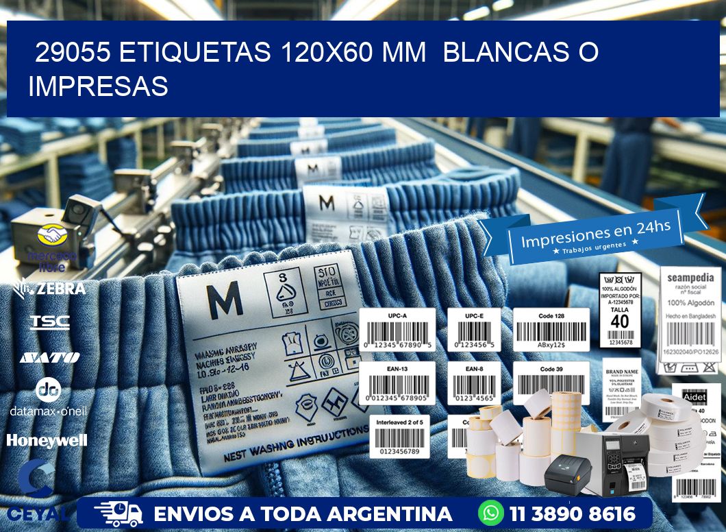 29055 ETIQUETAS 120x60 mm BLANCAS O IMPRESAS
