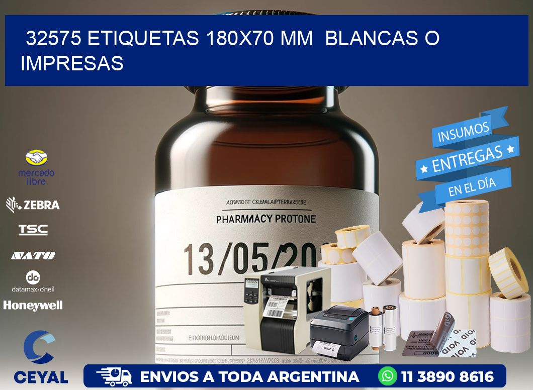 32575 ETIQUETAS 180×70 mm  BLANCAS O IMPRESAS