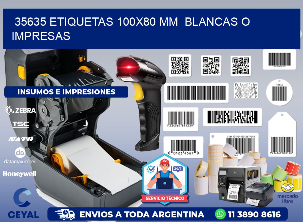 35635 ETIQUETAS 100x80 mm BLANCAS O IMPRESAS