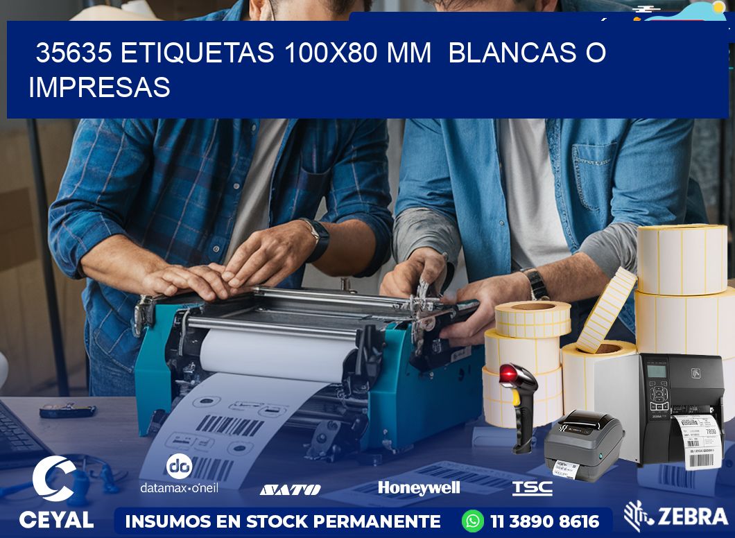 35635 ETIQUETAS 100×80 mm  BLANCAS O IMPRESAS