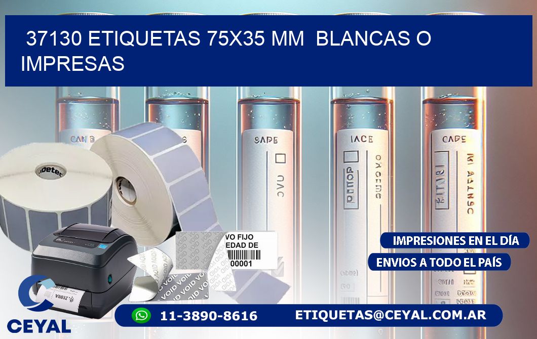 37130 ETIQUETAS 75×35 mm  BLANCAS O IMPRESAS