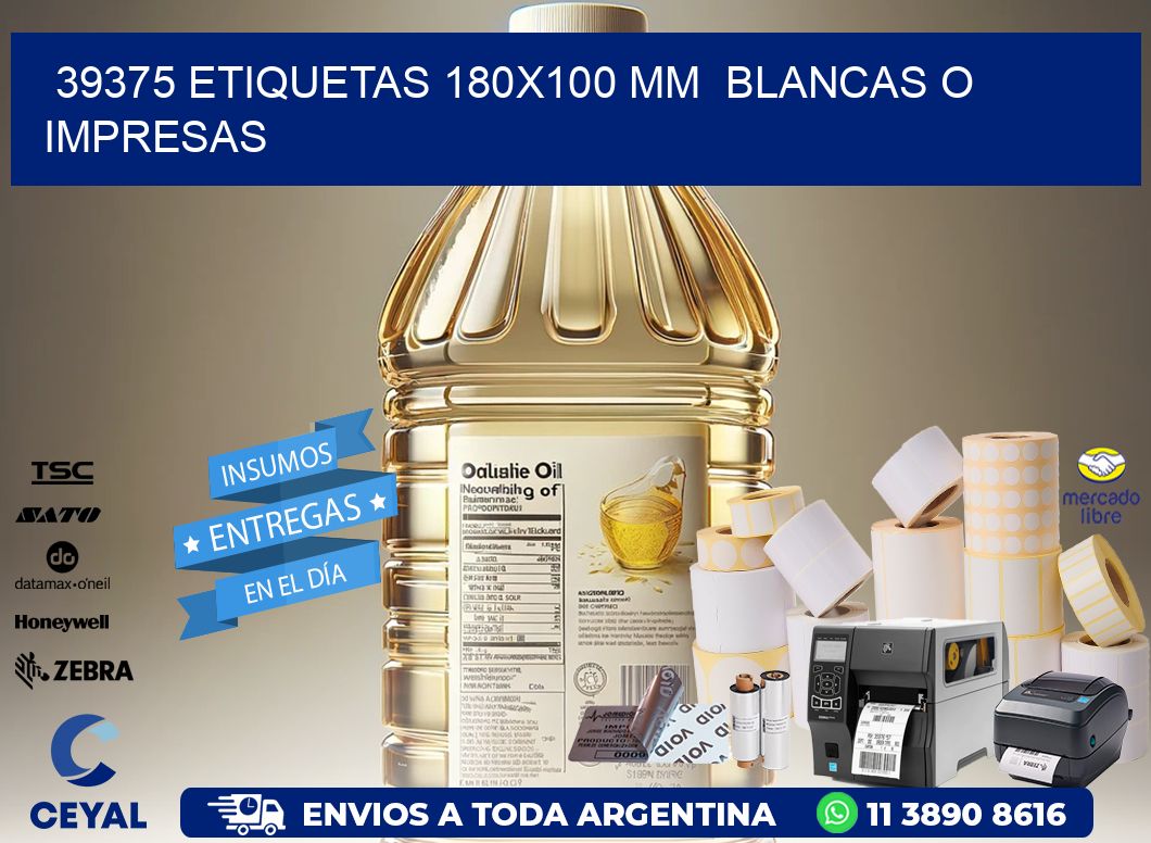39375 ETIQUETAS 180x100 mm BLANCAS O IMPRESAS