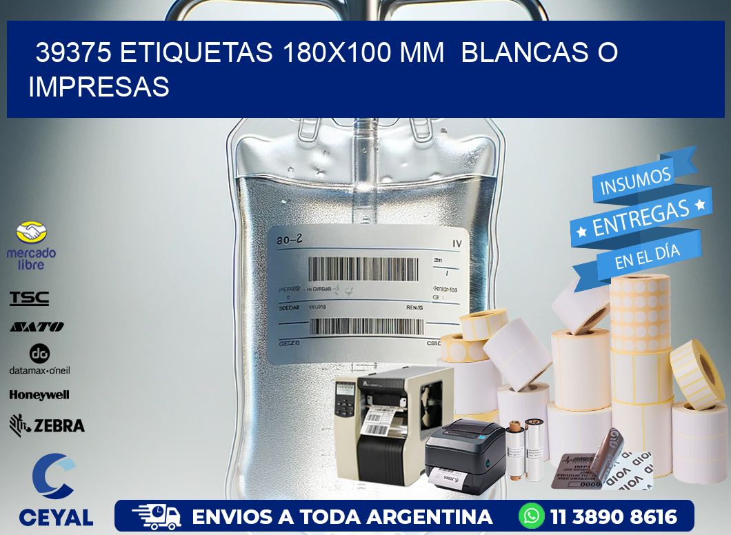 39375 ETIQUETAS 180×100 mm  BLANCAS O IMPRESAS