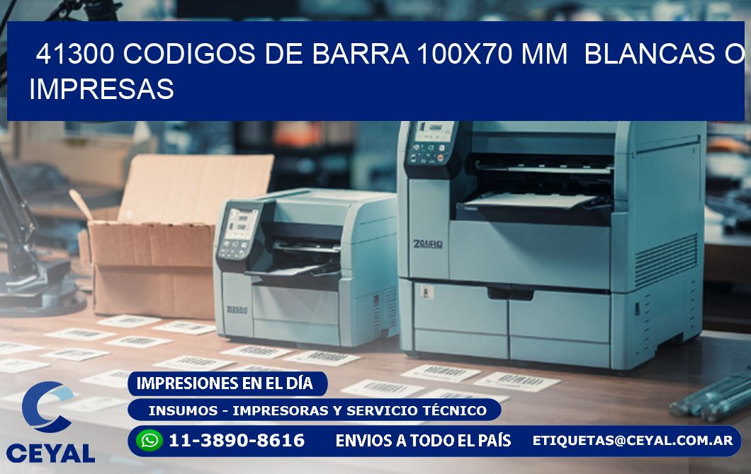 41300 CODIGOS DE BARRA 100x70 mm BLANCAS O IMPRESAS
