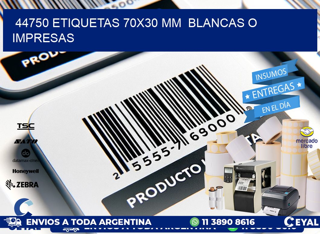 44750 ETIQUETAS 70x30 mm  BLANCAS O IMPRESAS
