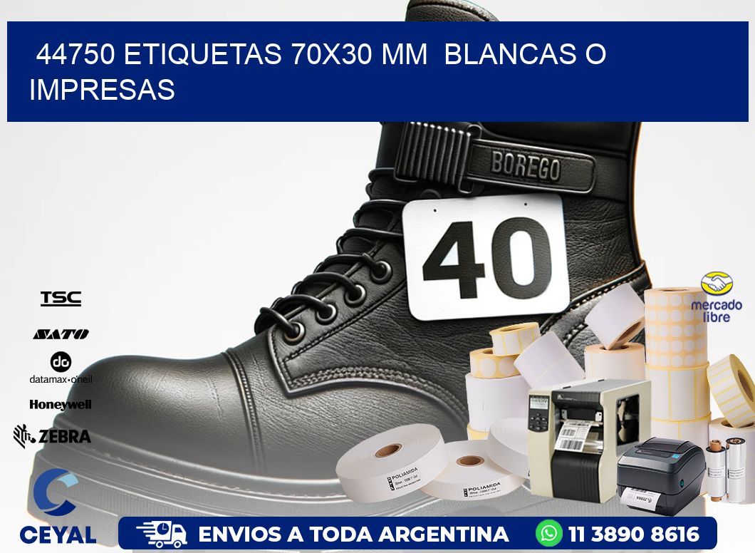44750 ETIQUETAS 70x30 mm  BLANCAS O IMPRESAS