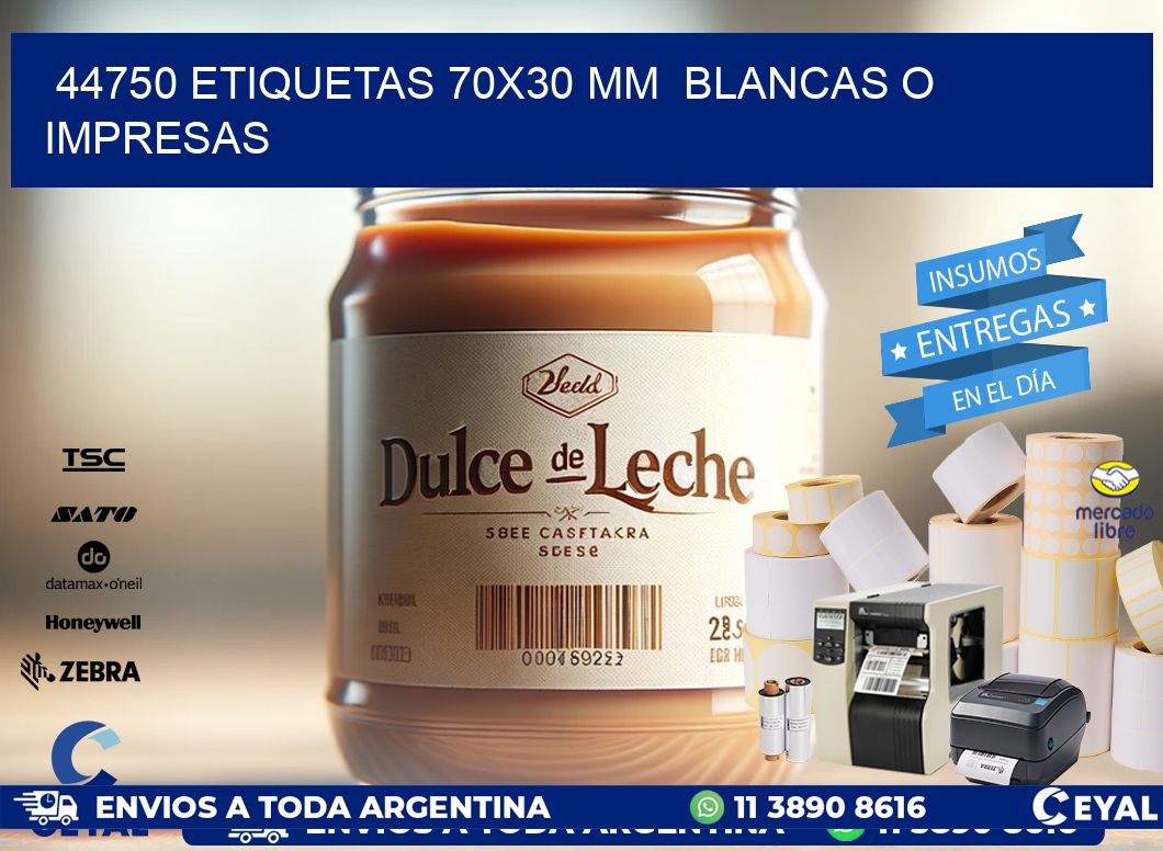 44750 ETIQUETAS 70x30 mm  BLANCAS O IMPRESAS