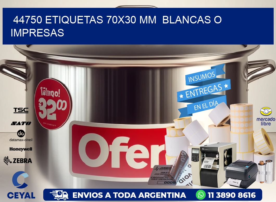 44750 ETIQUETAS 70x30 mm  BLANCAS O IMPRESAS