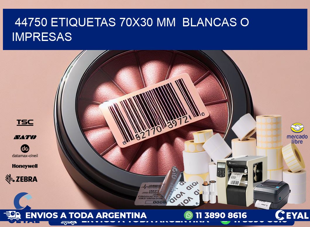 44750 ETIQUETAS 70×30 mm  BLANCAS O IMPRESAS