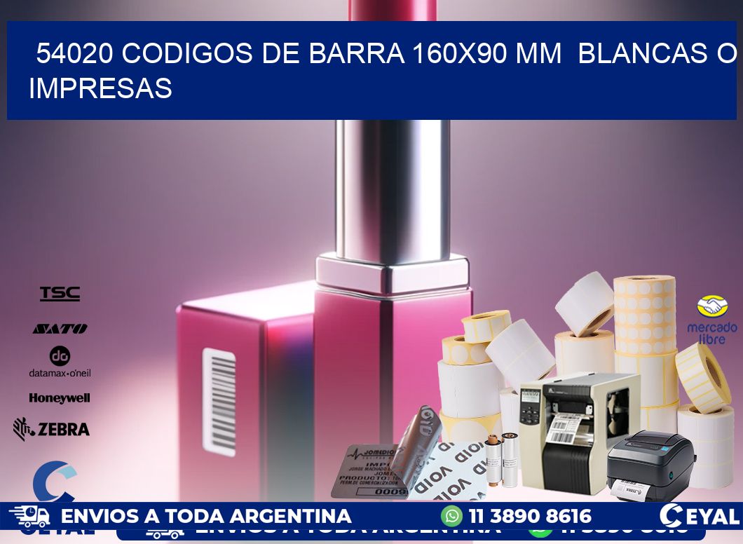 54020 CODIGOS DE BARRA 160×90 mm  BLANCAS O IMPRESAS