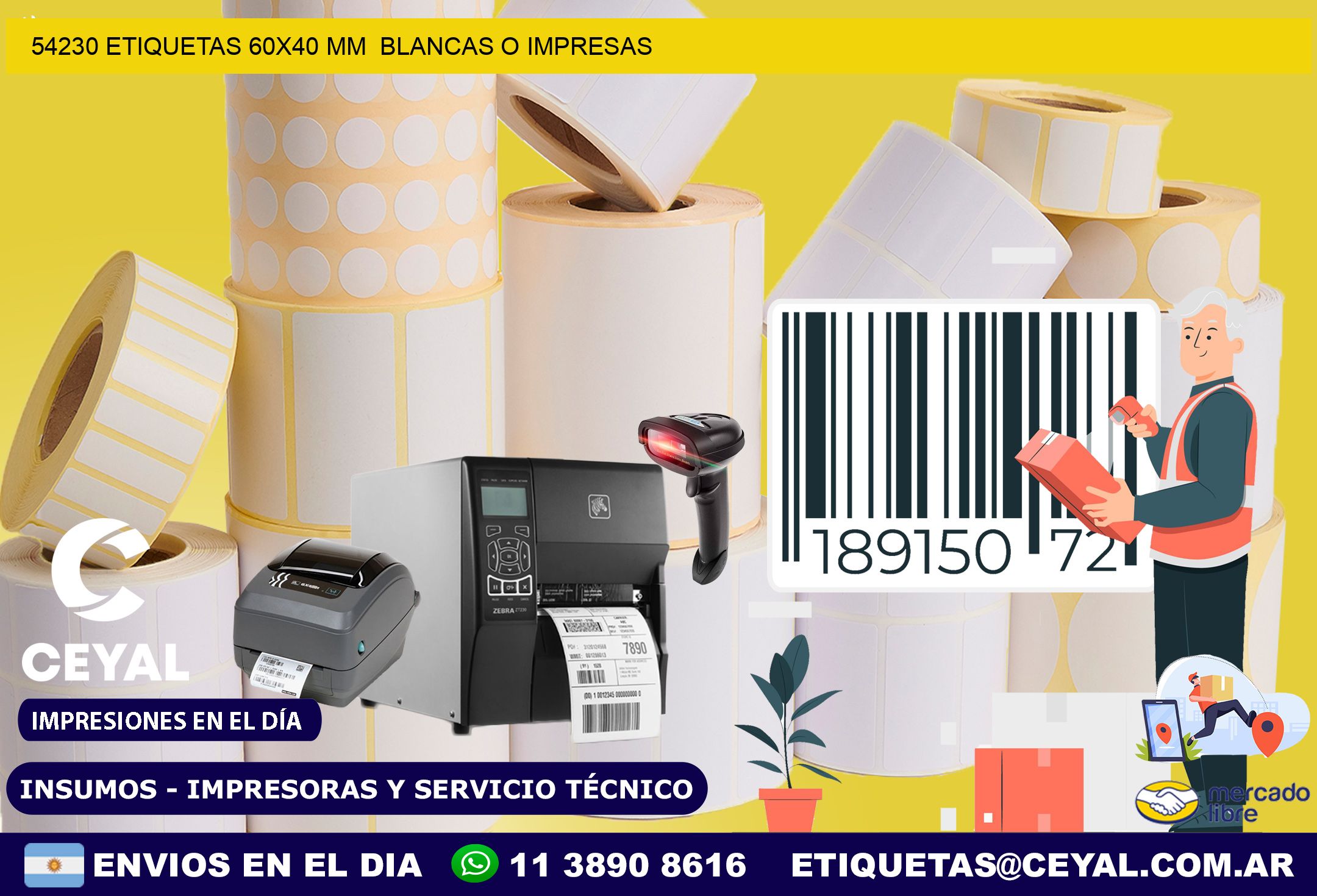 54230 ETIQUETAS 60×40 mm  BLANCAS O IMPRESAS