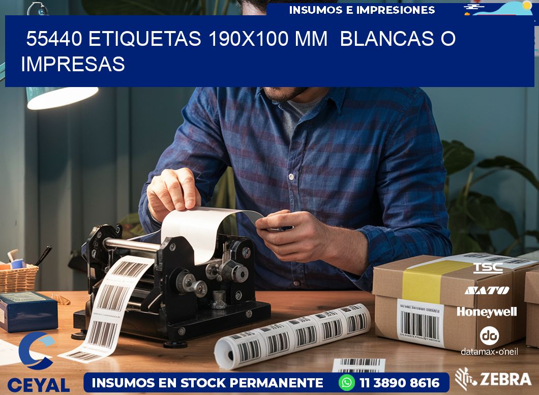 55440 ETIQUETAS 190×100 mm  BLANCAS O IMPRESAS