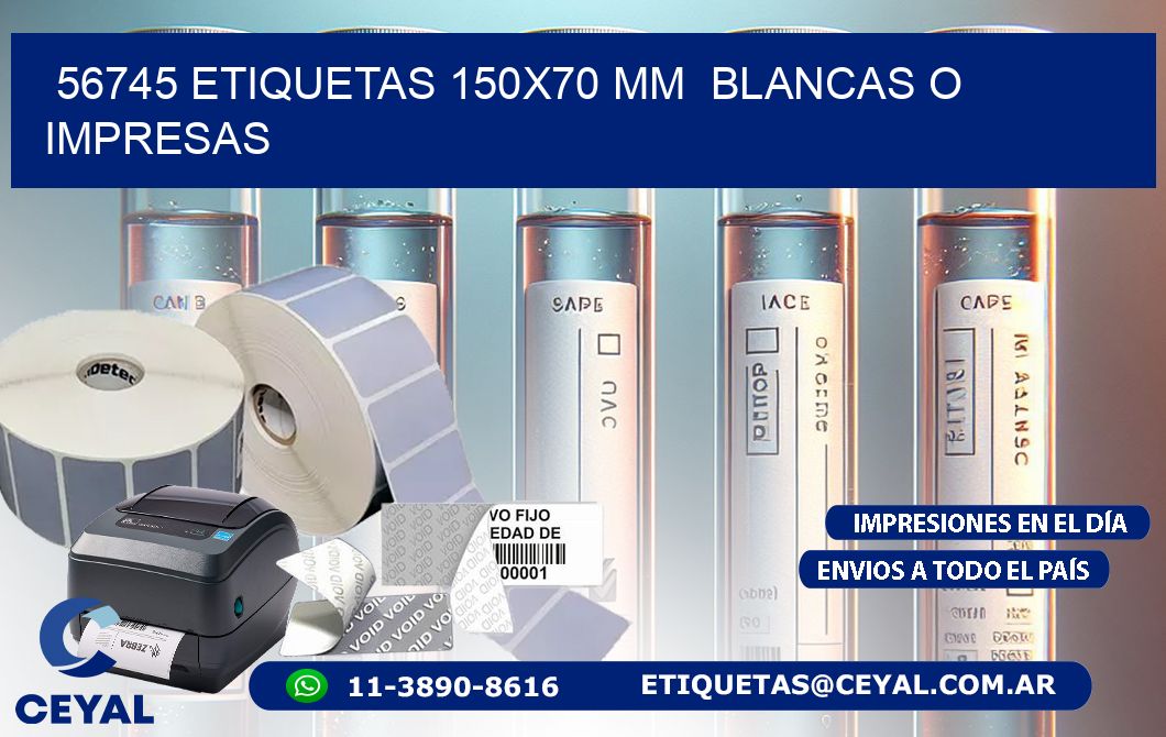 56745 ETIQUETAS 150x70 mm BLANCAS O IMPRESAS