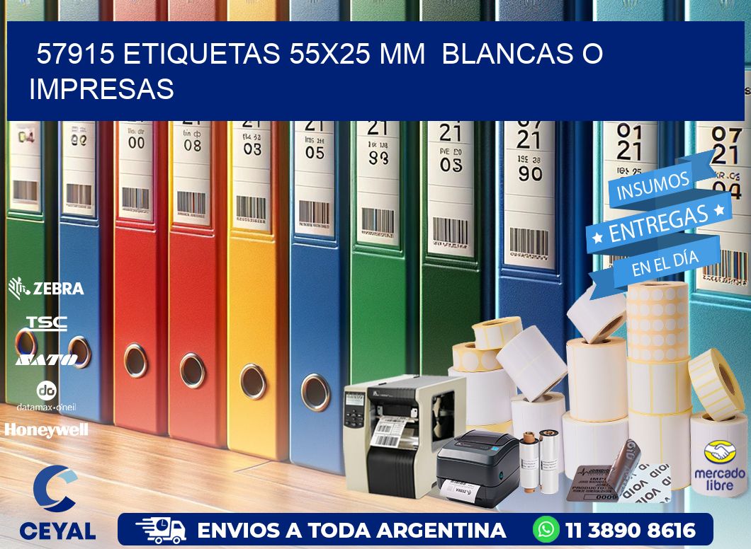 57915 ETIQUETAS 55x25 mm BLANCAS O IMPRESAS