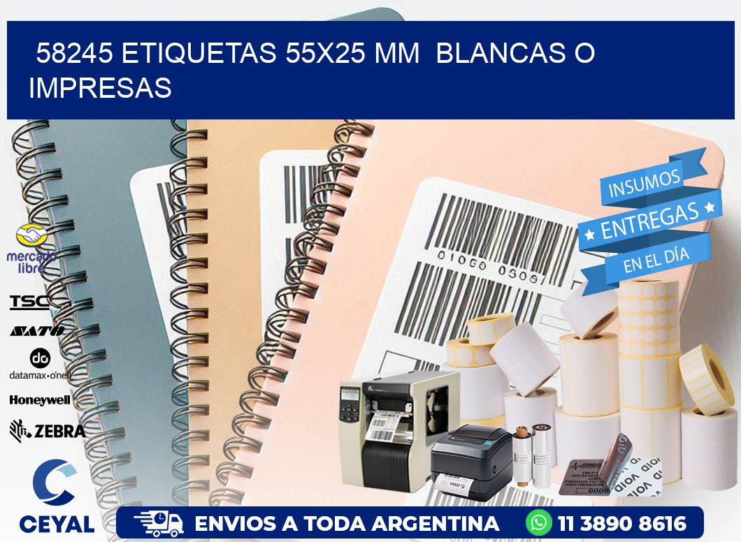 58245 ETIQUETAS 55x25 mm BLANCAS O IMPRESAS