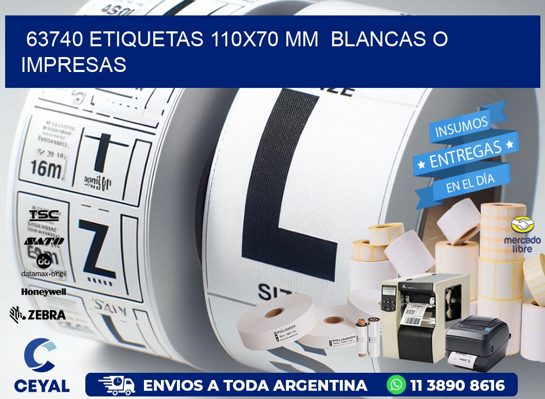 63740 ETIQUETAS 110x70 mm BLANCAS O IMPRESAS