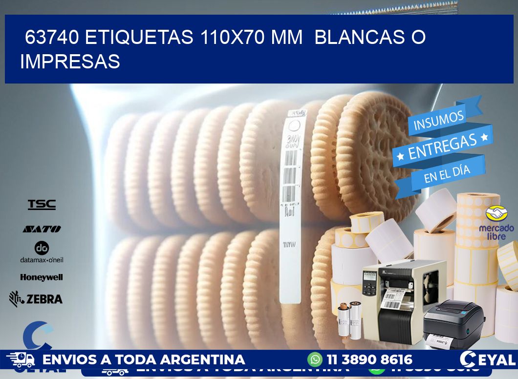 63740 ETIQUETAS 110x70 mm BLANCAS O IMPRESAS