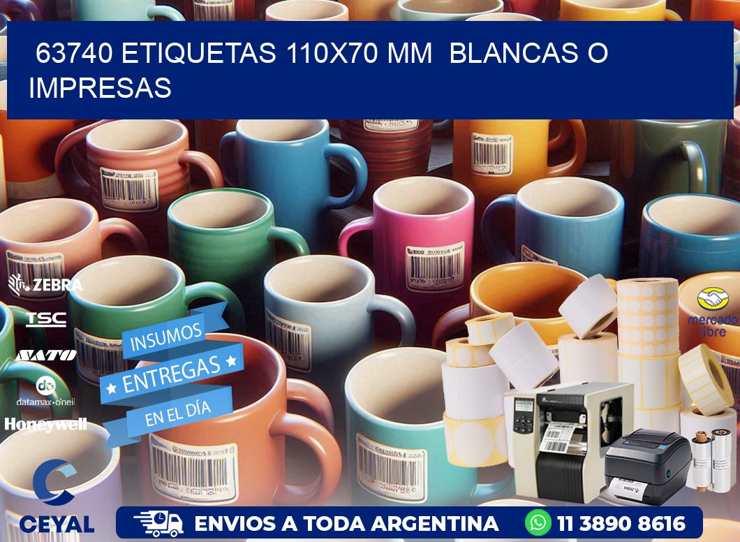 63740 ETIQUETAS 110x70 mm BLANCAS O IMPRESAS