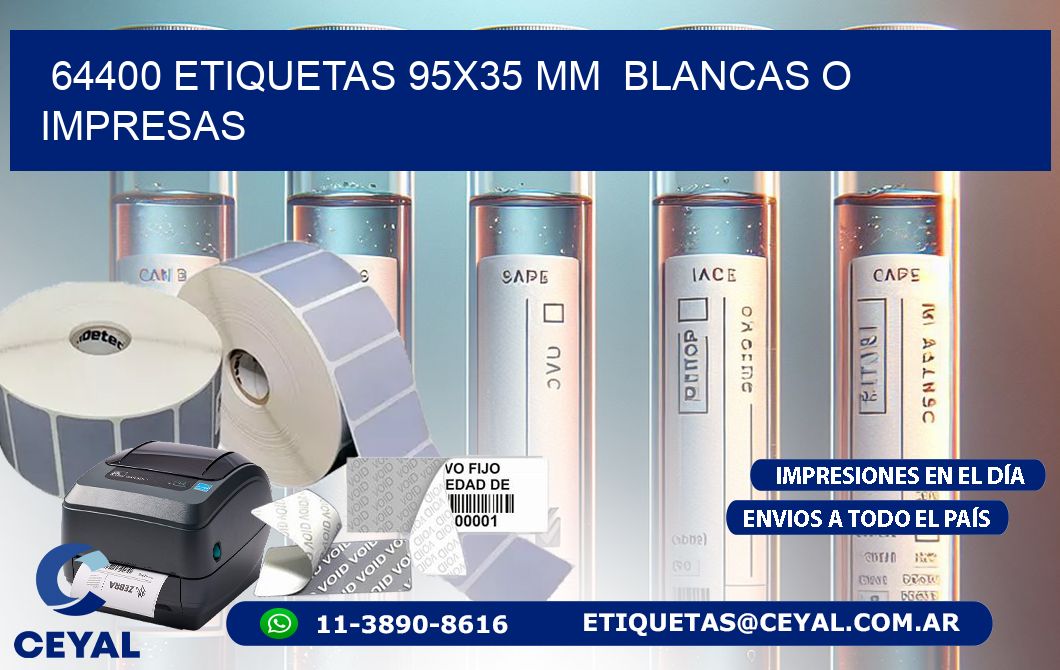 64400 ETIQUETAS 95x35 mm BLANCAS O IMPRESAS