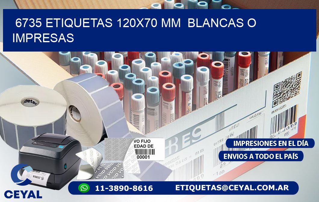 6735 ETIQUETAS 120x70 mm BLANCAS O IMPRESAS