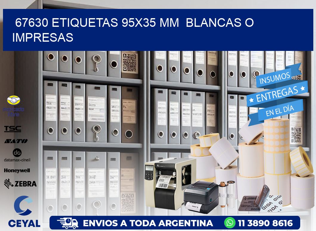 67630 ETIQUETAS 95x35 mm BLANCAS O IMPRESAS