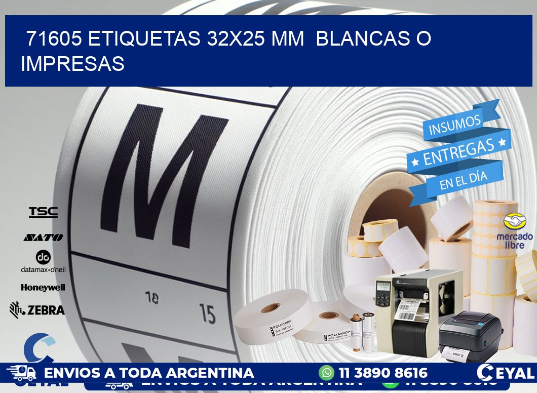 71605 ETIQUETAS 32x25 mm BLANCAS O IMPRESAS