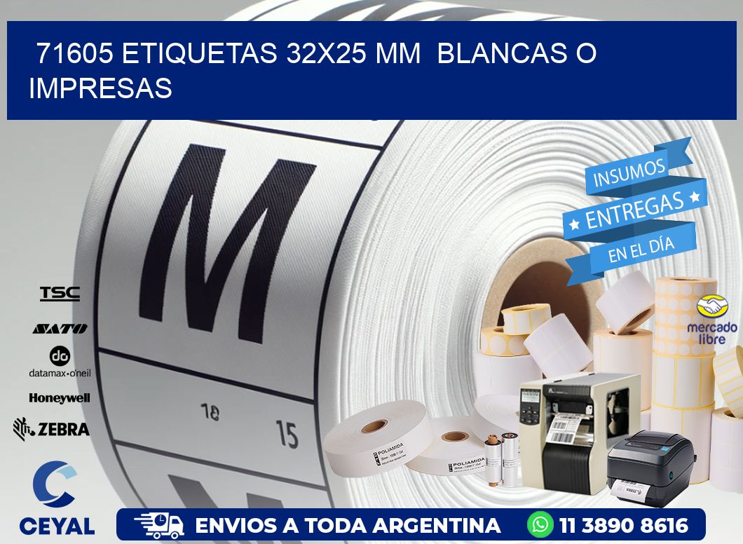 71605 ETIQUETAS 32x25 mm BLANCAS O IMPRESAS