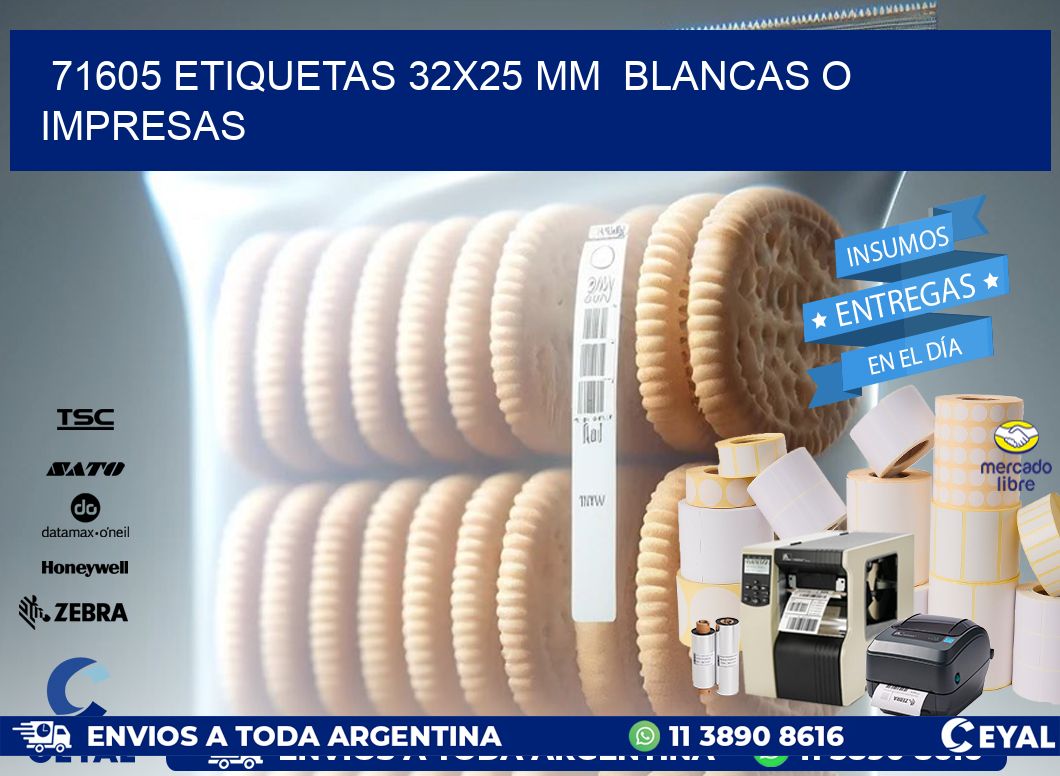 71605 ETIQUETAS 32x25 mm BLANCAS O IMPRESAS