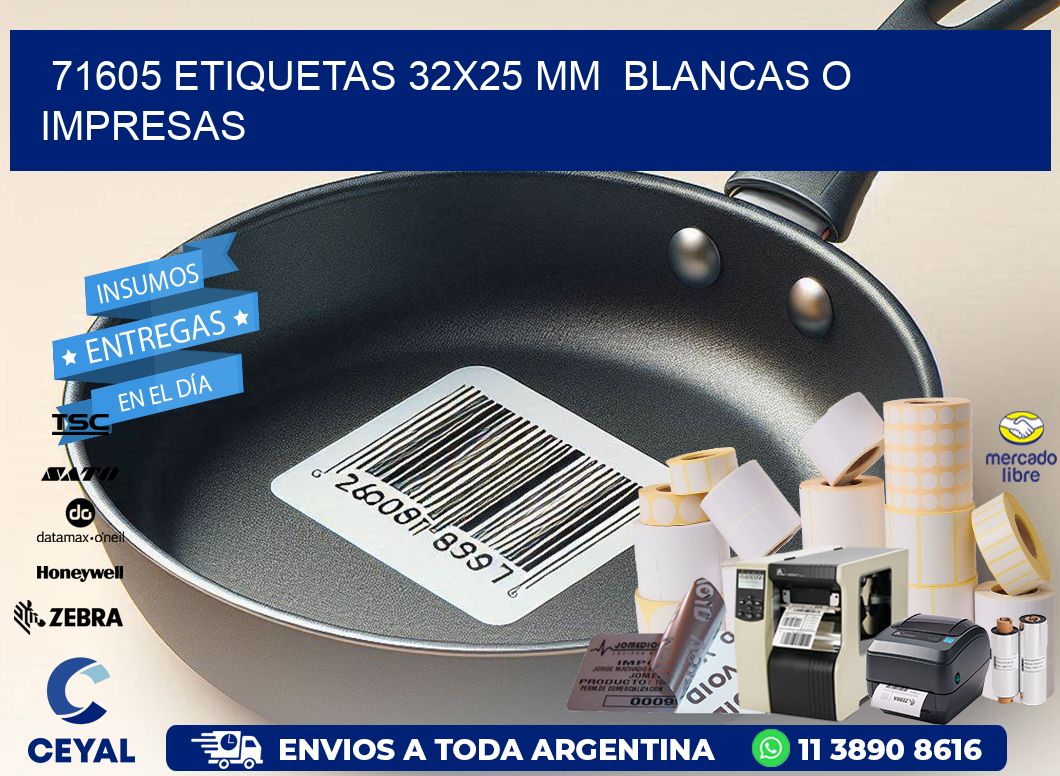 71605 ETIQUETAS 32x25 mm BLANCAS O IMPRESAS