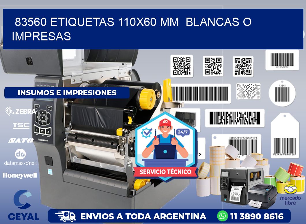 83560 ETIQUETAS 110x60 mm  BLANCAS O IMPRESAS