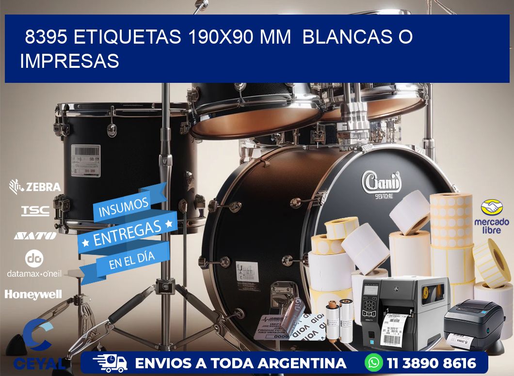 8395 ETIQUETAS 190x90 mm BLANCAS O IMPRESAS