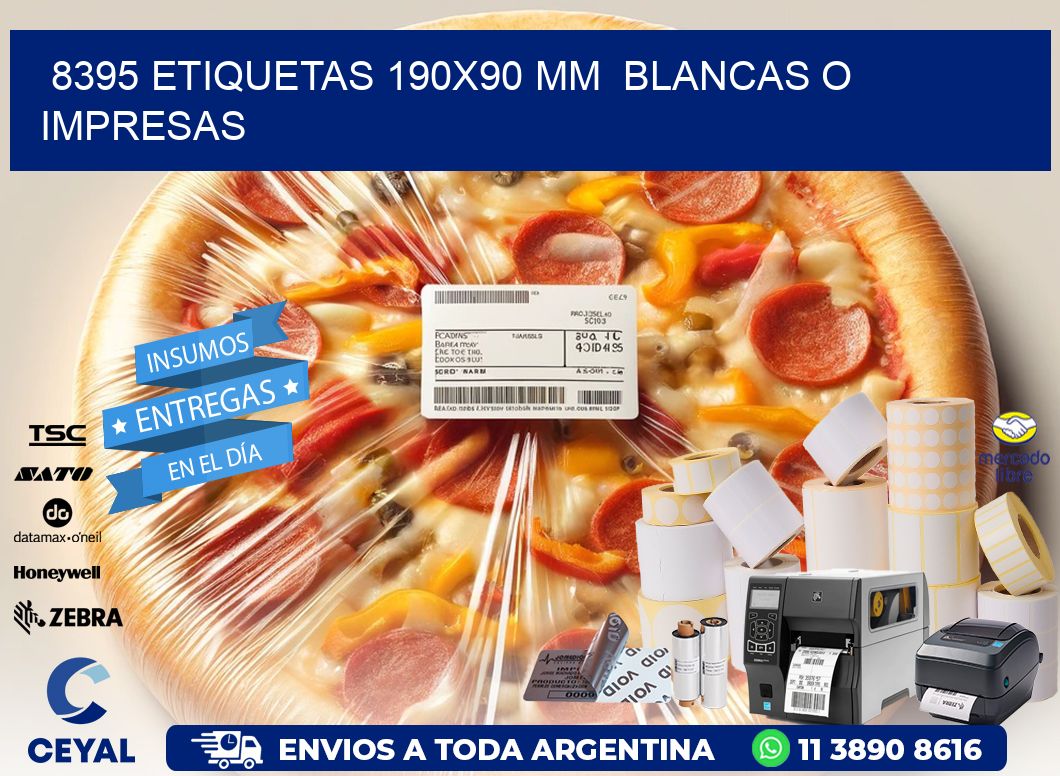 8395 ETIQUETAS 190x90 mm BLANCAS O IMPRESAS