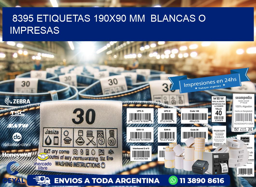 8395 ETIQUETAS 190x90 mm BLANCAS O IMPRESAS