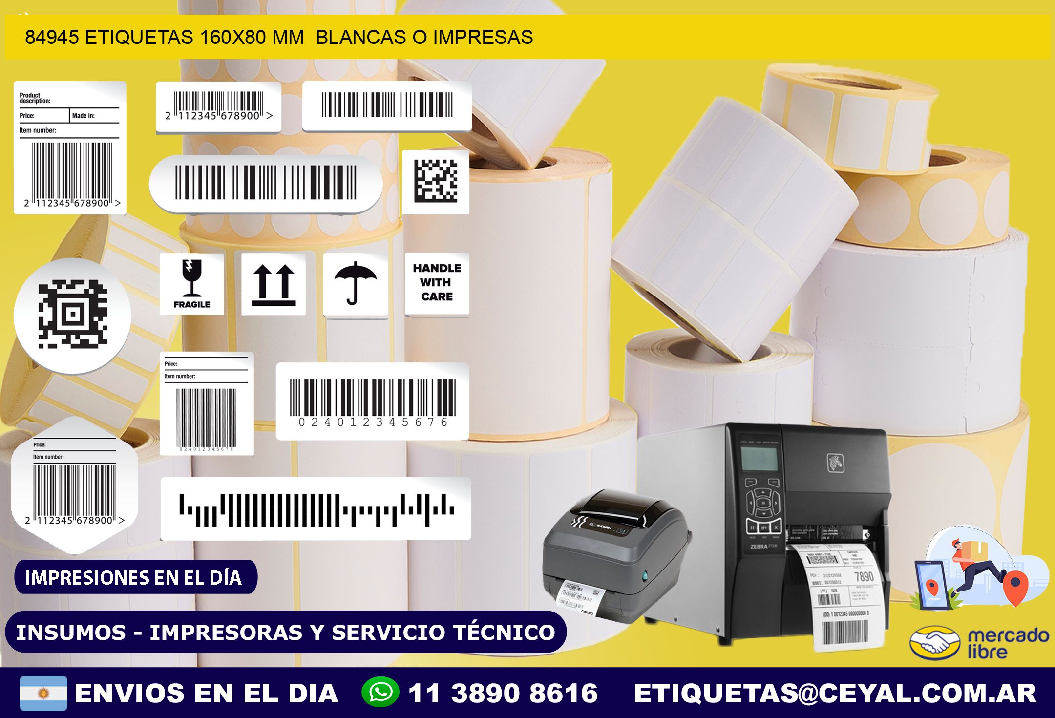 84945 ETIQUETAS 160×80 mm  BLANCAS O IMPRESAS