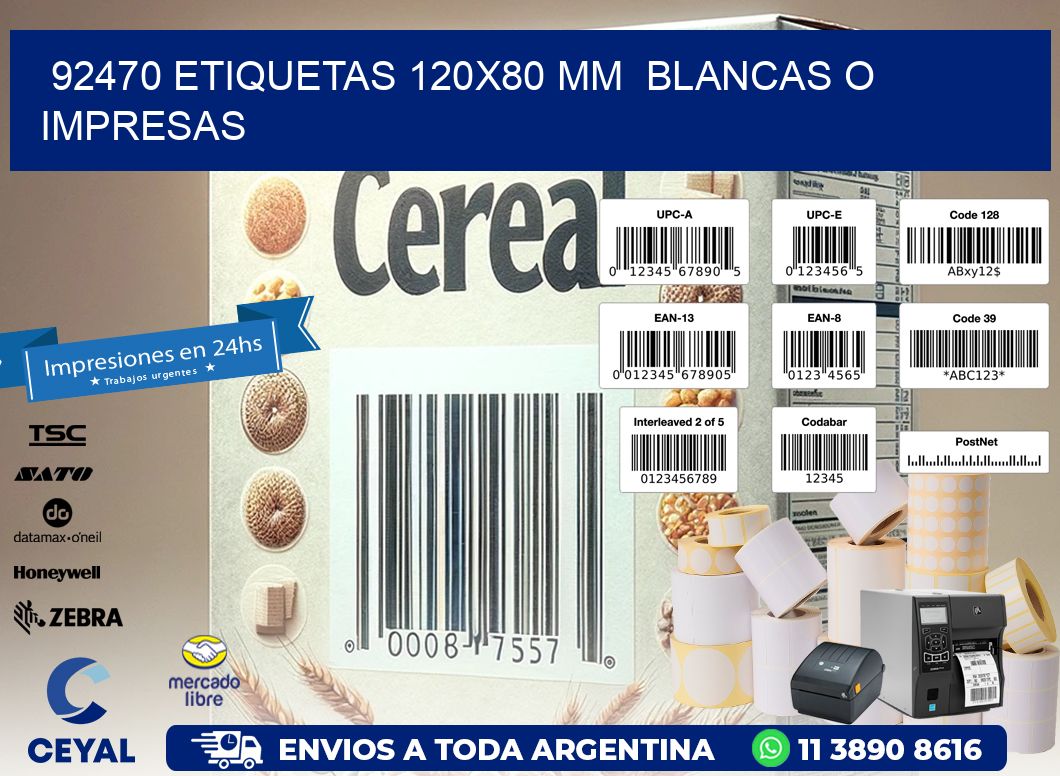 92470 ETIQUETAS 120x80 mm BLANCAS O IMPRESAS