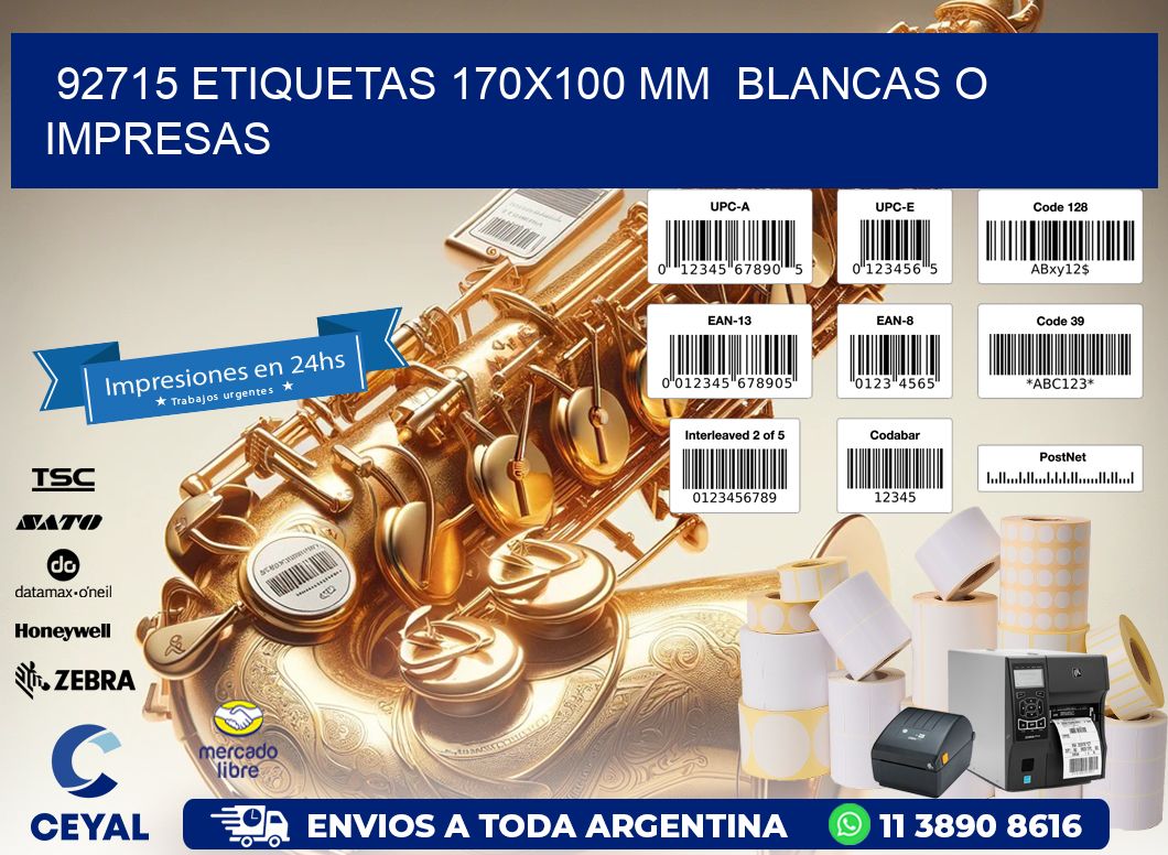 92715 ETIQUETAS 170x100 mm BLANCAS O IMPRESAS