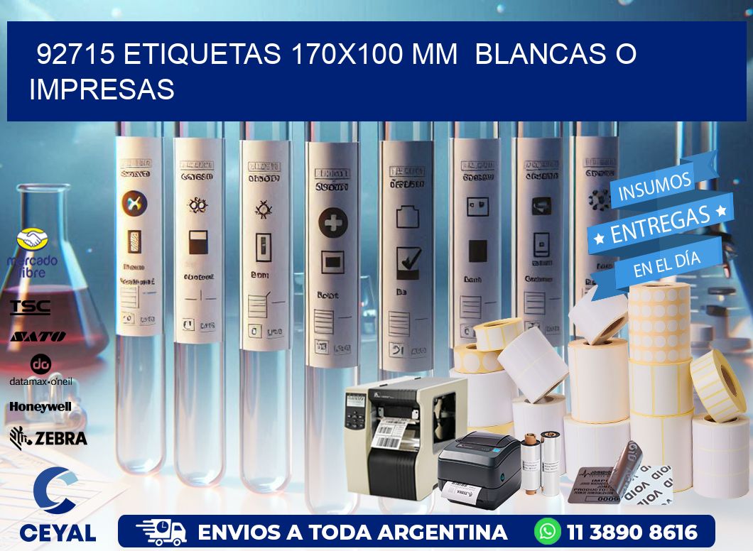 92715 ETIQUETAS 170×100 mm  BLANCAS O IMPRESAS