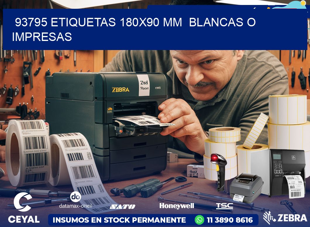 93795 ETIQUETAS 180×90 mm  BLANCAS O IMPRESAS