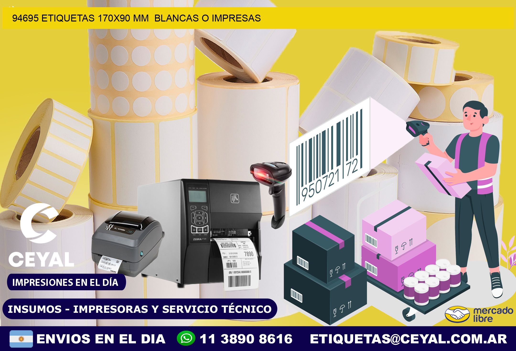 94695 ETIQUETAS 170×90 mm  BLANCAS O IMPRESAS