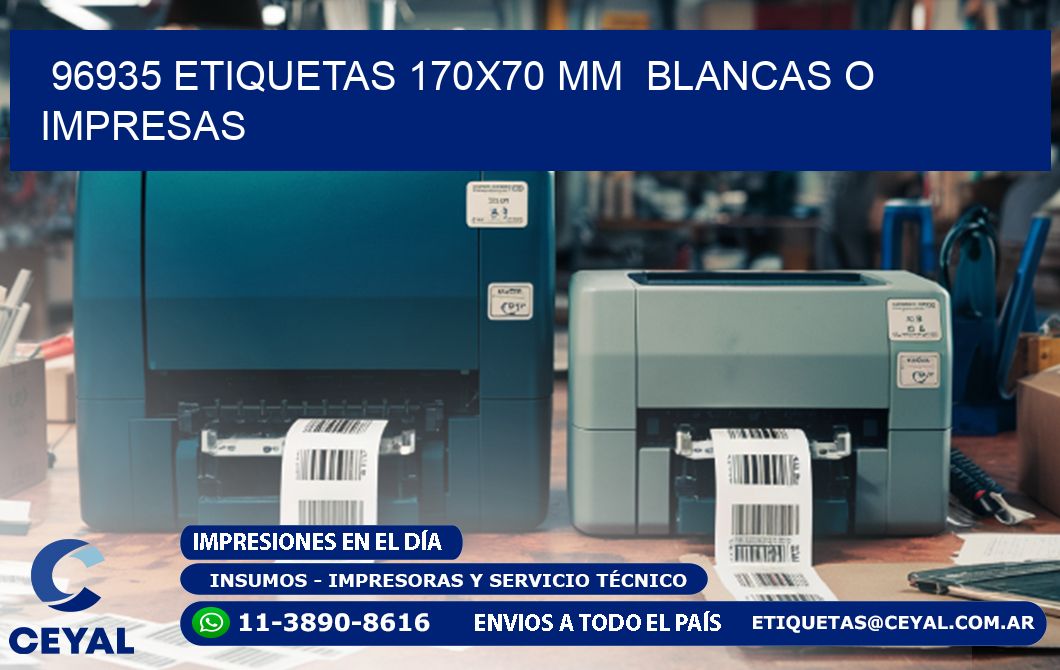 96935 ETIQUETAS 170x70 mm BLANCAS O IMPRESAS