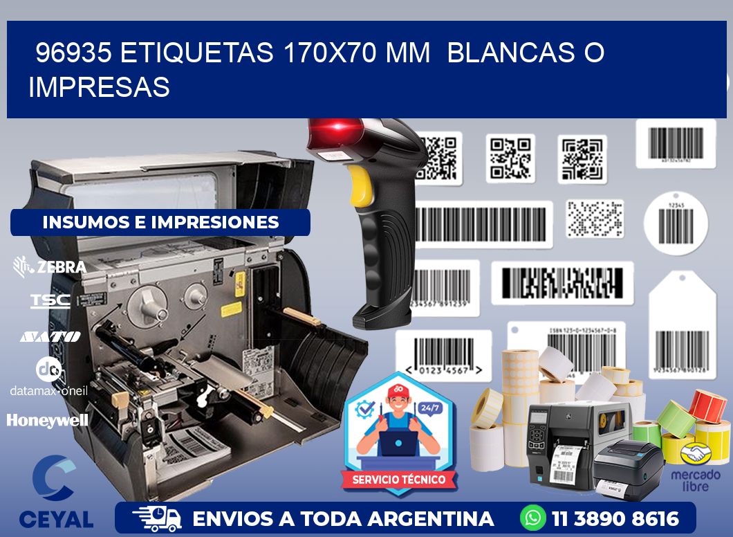 96935 ETIQUETAS 170x70 mm BLANCAS O IMPRESAS
