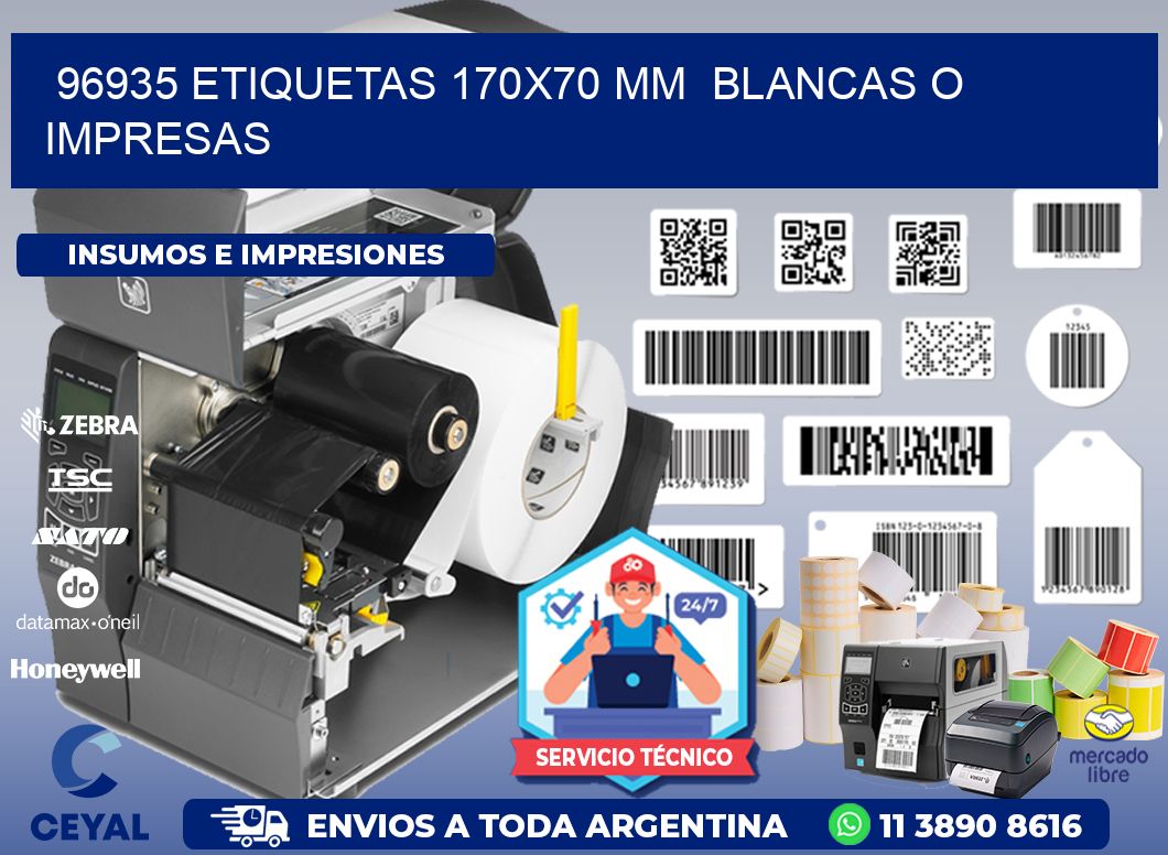 96935 ETIQUETAS 170x70 mm BLANCAS O IMPRESAS