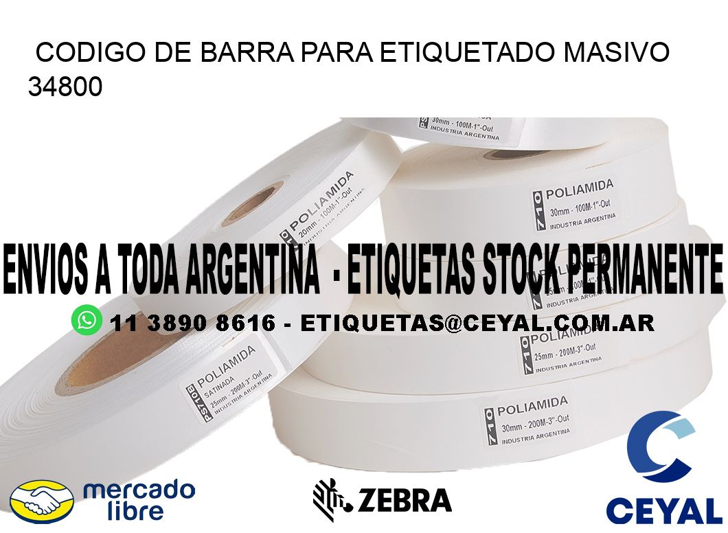 CODIGO DE BARRA PARA ETIQUETADO MASIVO 34800