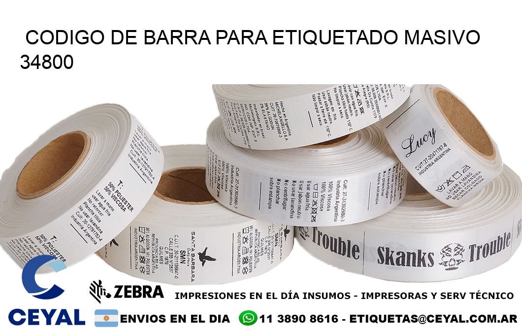 CODIGO DE BARRA PARA ETIQUETADO MASIVO 34800