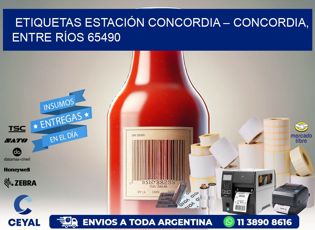 ETIQUETAS ESTACIÓN CONCORDIA – CONCORDIA, ENTRE RÍOS 65490