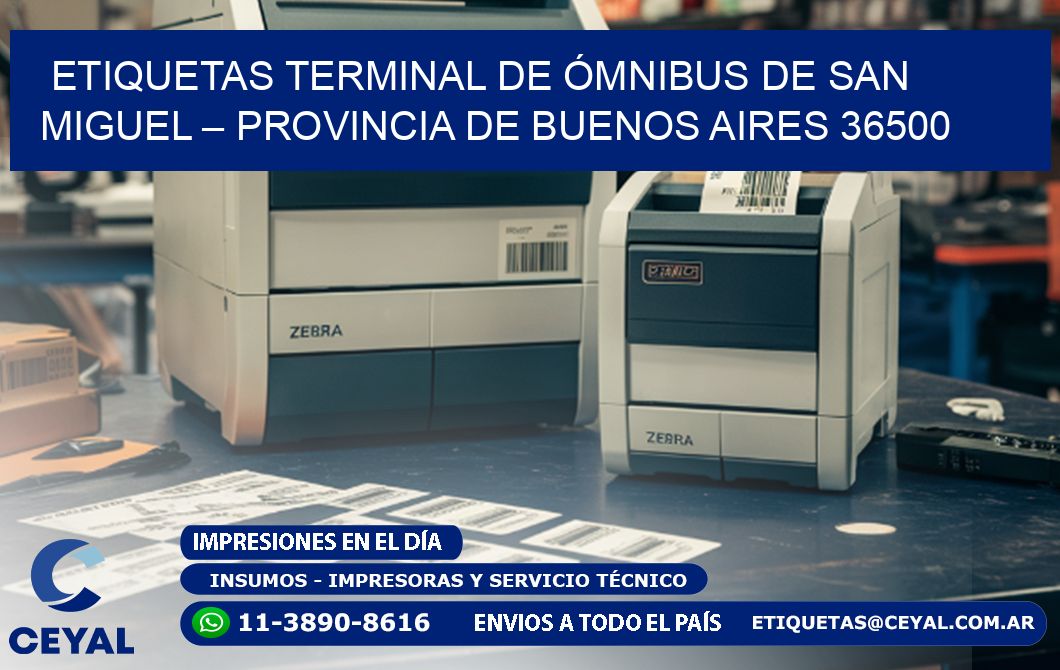 ETIQUETAS TERMINAL DE ÓMNIBUS DE SAN MIGUEL – PROVINCIA DE BUENOS AIRES 36500