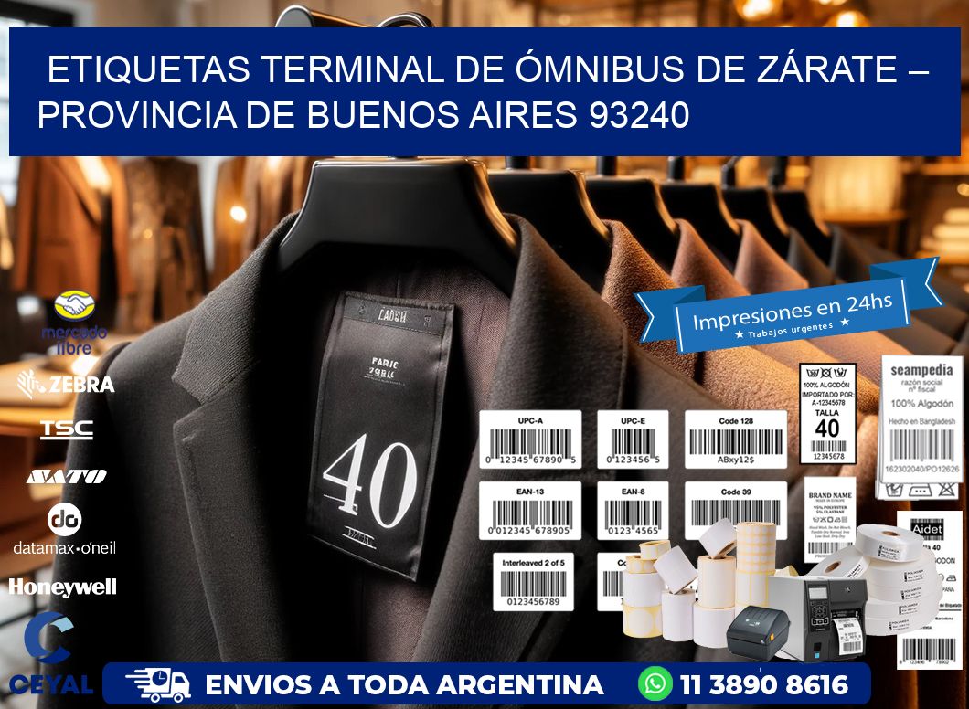 ETIQUETAS TERMINAL DE ÓMNIBUS DE ZÁRATE – PROVINCIA DE BUENOS AIRES 93240