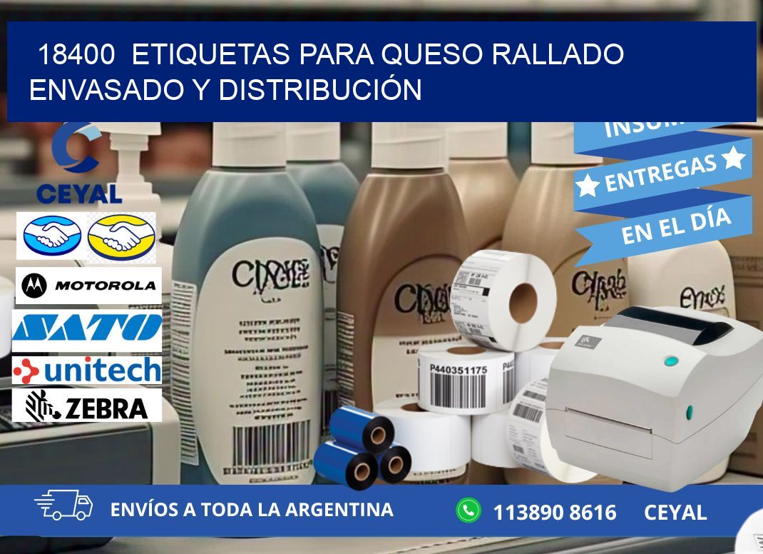 18400  ETIQUETAS PARA QUESO RALLADO ENVASADO Y DISTRIBUCIÓN