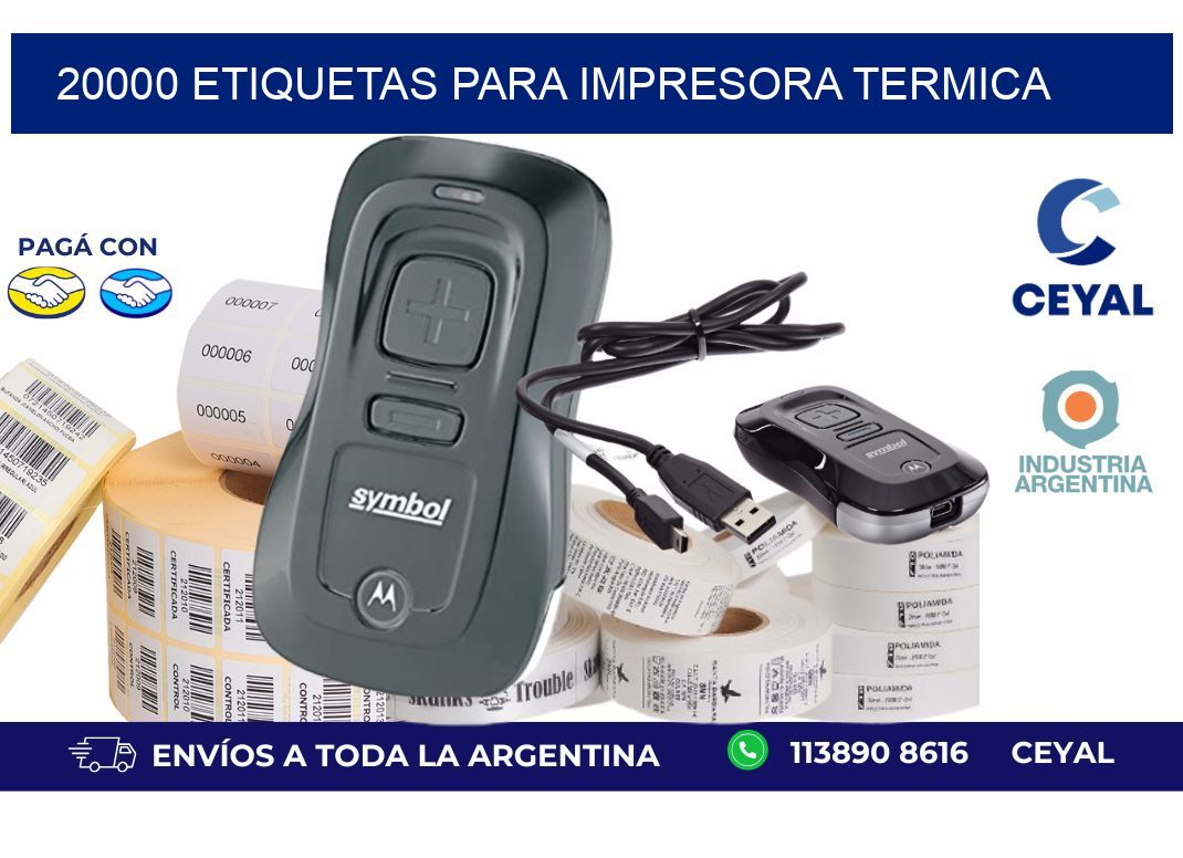 20000 ETIQUETAS PARA IMPRESORA TERMICA